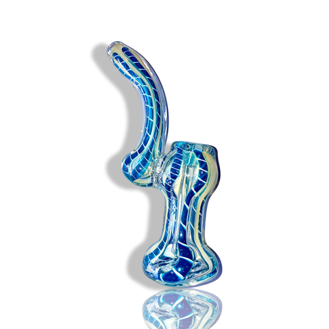 BLUE CANDY CANE BUBBLER PIPE