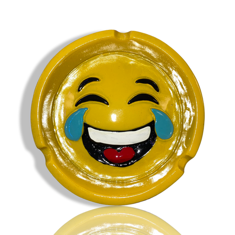 CRYING LAUGHING SMILEY FACE ROUND ASHTRAY