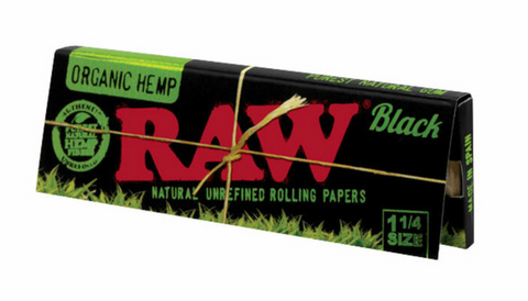 RAW BLACK ORGANIC HEMP 1.25" ROLLING PAPERS